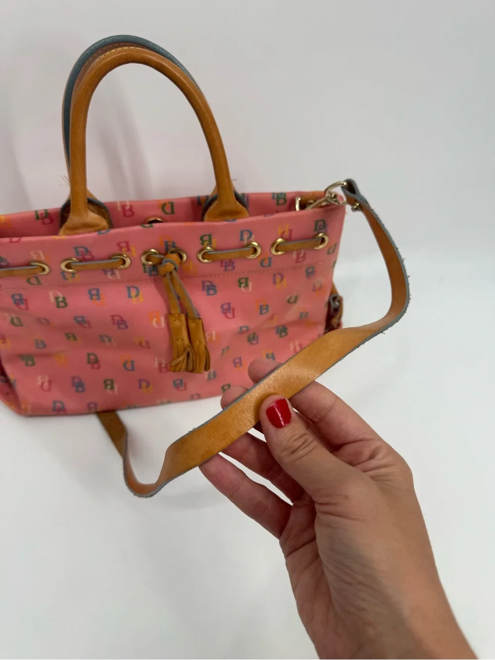 Vintage Dooney & Bourke Womens Monogram Handbag Satchel Crossbody CB Purse